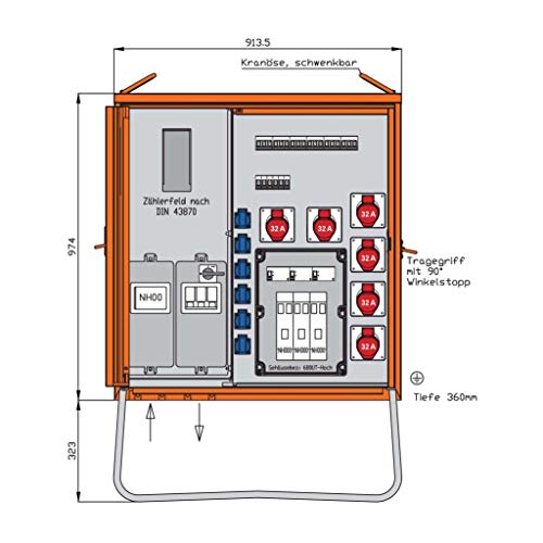 WALTHER Anschlussverteiler 69 kVA Allstroms WAV0432CR1 von WALTHER