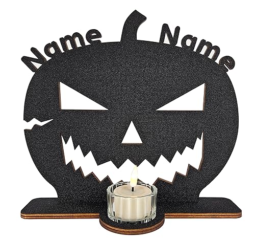 Waluna® Halloween Deko Kürbis Teelichthalter personalisiert mit Name ideal als Tischdeko Halloweengeschenk Deko Geschenk für Mädchen & Jungen in 12 Farben von WALUNA