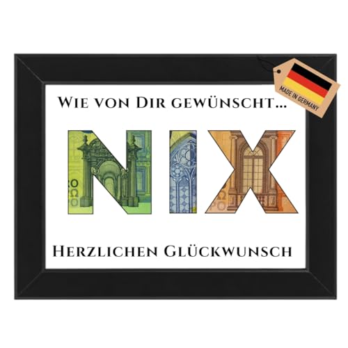 WALWI lustige Geld Geschenke Geldgeschenke | Nichts Geburtstagsgeschenk | NIX Geschenk zum Geburtstag | Geschenkidee für Männer und Frauen | Rahmen in schwarz WALWI lustige Geld Geschenke Geldgeschenke | Nichts Geburtstagsgeschenk | NIX Geschenk zum Geburtstag | Geschenkidee für Männer und Frauen | Rahmen in schwarz von WALWI