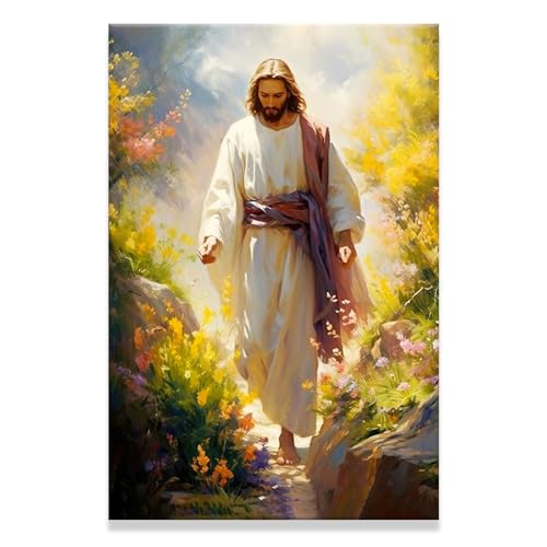 WALKFB Kunstdruck auf Leinwand, Motiv: Jesus Christus, Motiv: Jesus geht barfuß im Sommer, inspirierende Wanddekoration, christlicher Bilddruck, gerahmt oder ungerahmt, geeignet für christliche WALKFB Kunstdruck auf Leinwand, Motiv: Jesus Christus, Motiv: Jesus geht barfuß im Sommer, inspirierende Wanddekoration, christlicher Bilddruck, gerahmt oder ungerahmt, geeignet für christliche von WALkfb