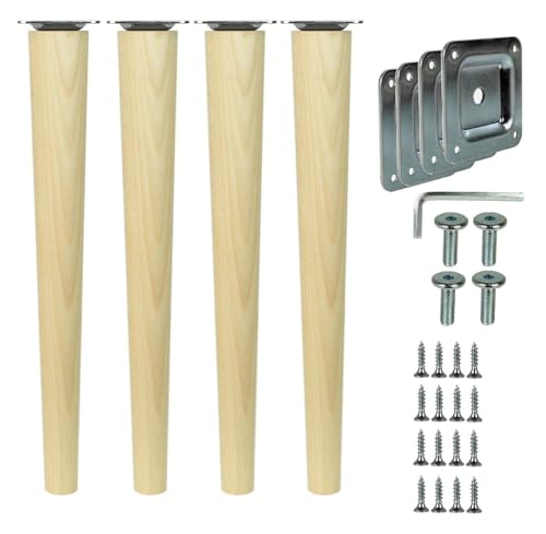 WAMAK 4X Holz Schrank Beine - Massivholz Möbelfüße, konisch oder gerade, ideal als Möbelbeine für Schränke, Tische, Regale sowie Betten, Sofas – Stabilität und stilvolles Design (Gerade 35 cm) von WAMAK
