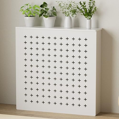Heizkörperverkleidung aus Holz, Moderne, Dekorative Heizkörperabdeckung mit Ablagefläche, Weißes Heizkörper Regal für Büro, Wohnzimmer, Schlafzimmer, Flur(100x90x15 cm) von WAMJ AQDY