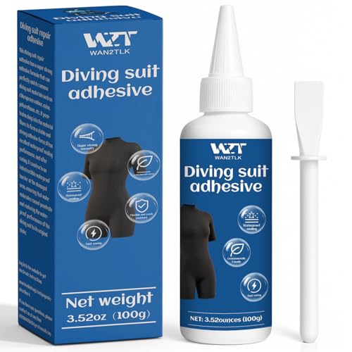 Neopren-Reparaturset, Professioneller wasserfester Kleber & Flicken zum Reparieren von Rissen und Löchern in Tauchanzügen | Schnelltrocknender Kleber mit Applikator (100 g) von WAN2TLK