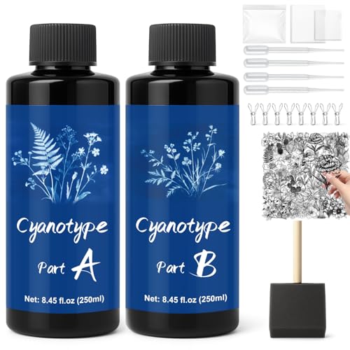 WAN2TLK Cyanotype Kit, Sonnendruck-Kit für fotografische Blaupausen auf Papier und Stoff, 2-Komponenten-Cyanotyp-Lösung, Sensibilisierer-Set für Bastelprojekte WAN2TLK Cyanotype Kit, Sonnendruck-Kit für fotografische Blaupausen auf Papier und Stoff, 2-Komponenten-Cyanotyp-Lösung, Sensibilisierer-Set für Bastelprojekte von WAN2TLK