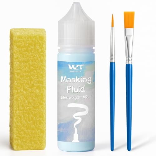 WAN2TLK Masking Marker fine, Strichstärke 1-2 mm, abziehbares Rubbelkrepp in Markerform, für präzise und kantenscharfe Linienführung inmitten fließender Aquarellfarbe, Blue Maskierflüssigkeit von WAN2TLK