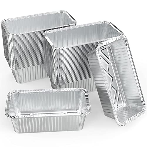 WANBAO 50 Stück Aluminium-Pfannen, Mini-Kastenformen, Einweg-Aluminiumfolie, 0,9 kg zum Backen, Aufbewahrung von Lebensmitteln und zum Mitnehmen, 21,6 x 11,4 x 6,3 cm von WANBAO
