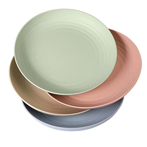 WANBY Leichte Kunststoffplatten Groß Unzerbrechlich Abendessen Wiederverwendbar Teller Platten Set Nichttoxin Geschirrspüler & Mikrowelle Safe und Gesund (23cm 4 Stück) von WANBY
