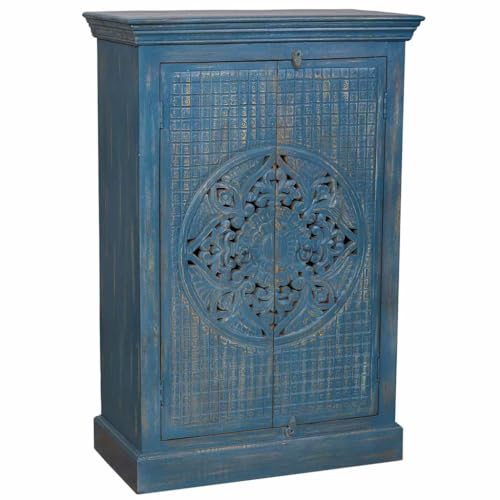 WANDERLUST DECO Armario de Madera 80x40x120 Azul von WANDERLUST DECO