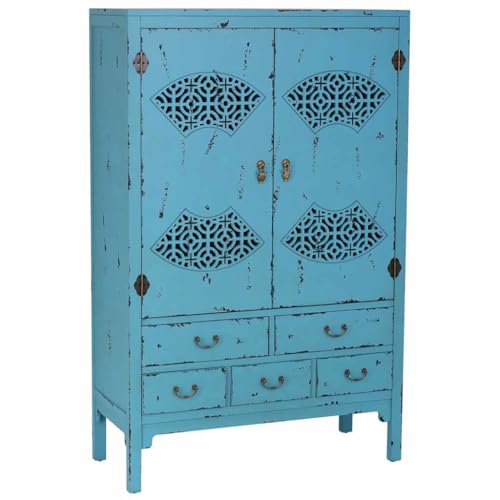 WANDERLUST DECO Armario de Madera envejecido Azul 96x40x150h cm von WANDERLUST DECO