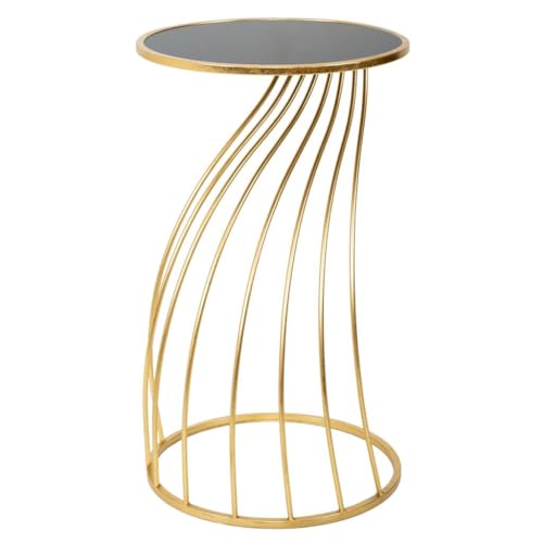 WANDERLUST DECO Mesa Auxiliar de Metal Dorado Con superficie de Cristal d43x73 von WANDERLUST DECO