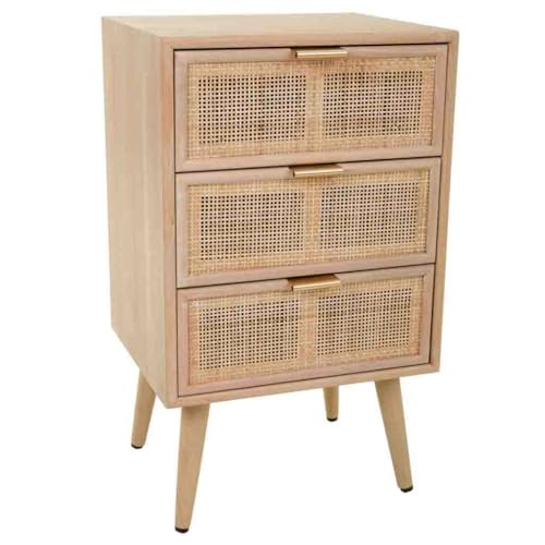 WANDERLUST DECO Mesita de Madera y rejilla marrón 42x36.5x71 von WANDERLUST DECO