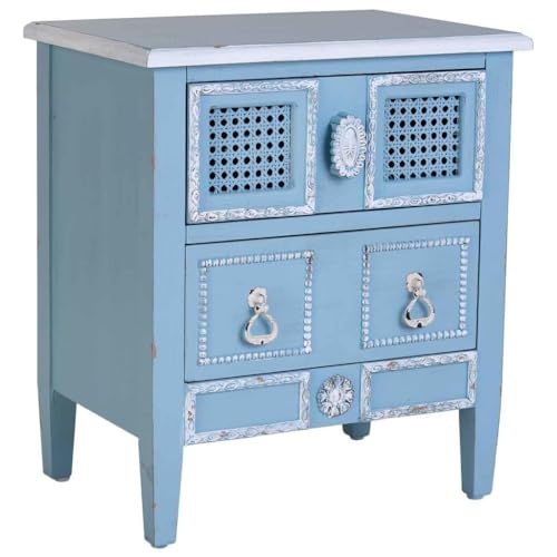 WANDERLUST DECO Mesita de Noche de Madera lacada en Azul 46x32x52h cm von WANDERLUST DECO