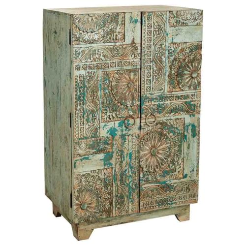 WANDERLUST DECO Recibidor de Madera Azul 65x39x104 cm von WANDERLUST DECO