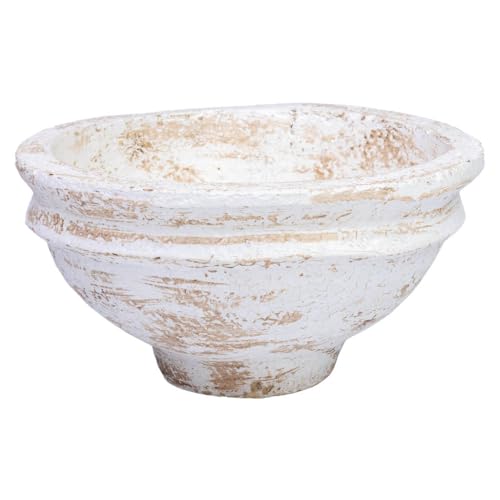 WANDERLUST DECO Tischdekoration aus Pappmaché, handgefertigt, Antikweiß, 28 x 28 x 14 cm von WANDERLUST DECO