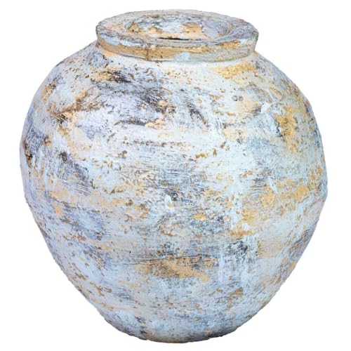 WANDERLUST DECO Vase aus Pappmaché, handgefertigt, antik, Weiß, 24 x 24 x 23 cm von WANDERLUST DECO