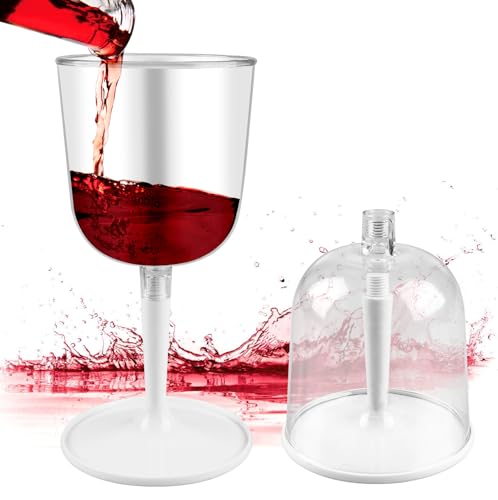 WANDGU 2 Stück Weingläser Kunststoff: Camping Weinglaser Wiederverwendbare, Tragbar Moderne Rotweingläser, Spülmaschinenfeste Weingläser für Party Camping Festivals Picknicks von WANDGU