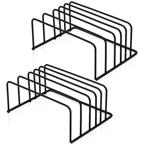 WANDGU 2er-Pack Schneidebrett Rack: Schneidebrett Halterung & Topfdeckelhalter mit 5-Fächer-System, Schneidebrettständer Schwarz, Platzsparend für Kochbereich und Wohnbereich WANDGU 2er-Pack Schneidebrett Rack: Schneidebrett Halterung & Topfdeckelhalter mit 5-Fächer-System, Schneidebrettständer Schwarz, Platzsparend für Kochbereich und Wohnbereich von WANDGU