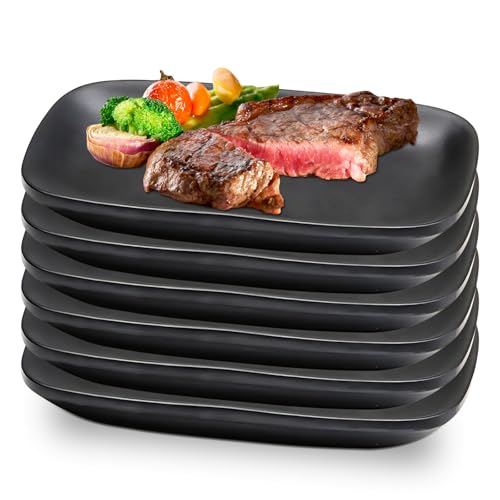 WANDGU 6 Stück Dessertteller: Mezzeteller Schwarz 15,5x9x2cm, Vorspeisen Teller Rechteckig Matt ür Fleisch, Antipasti, Sushi, Gericht Usw von WANDGU