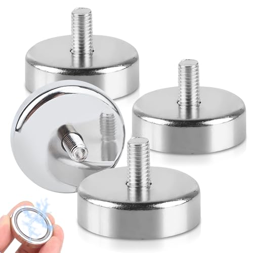 WANDGU Super Stark Neodym Magnete Ø 25mm mit M6 Gewinde: 4 Stück Runde Magnete mit 45kg Haftkraft, Nickel Kupfer Nickel Beschichtung, Ideal für Schrauben Öse oder Haken WANDGU Super Stark Neodym Magnete Ø 25mm mit M6 Gewinde: 4 Stück Runde Magnete mit 45kg Haftkraft, Nickel Kupfer Nickel Beschichtung, Ideal für Schrauben Öse oder Haken von WANDGU