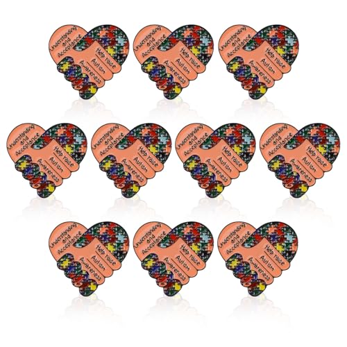 WANDIC 10 Stück Autismus-Bewusstseinsnadeln, herzförmig, bunt, Puzzleteile, Abzeichen, tragbare Anstecknadel, Metall, Autismus, Anstecknadel, Abzeichen für Autismus, Events, Kleidung, Dekoration, WANDIC 10 Stück Autismus-Bewusstseinsnadeln, herzförmig, bunt, Puzzleteile, Abzeichen, tragbare Anstecknadel, Metall, Autismus, Anstecknadel, Abzeichen für Autismus, Events, Kleidung, Dekoration, von WANDIC