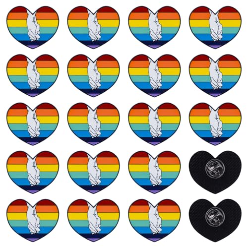 WANDIC 20 Stück Regenbogen-Bandnadeln, LGBT Handshake-Regenbogen-Emaille-Broschen, Gay Pride, Metallabzeichen, Kleidung, Rucksack, Dekoration, Zubehör, Metall WANDIC 20 Stück Regenbogen-Bandnadeln, LGBT Handshake-Regenbogen-Emaille-Broschen, Gay Pride, Metallabzeichen, Kleidung, Rucksack, Dekoration, Zubehör, Metall von WANDIC
