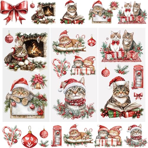 WANDIC 3 Blatt Weihnachten Transfer Aufkleber, Möbel Transfer Aufkleber, Katze Weihnachtsbaum Muster für DIY Scrapbooking Urlaub Dekoration, 15 * 30 cm WANDIC 3 Blatt Weihnachten Transfer Aufkleber, Möbel Transfer Aufkleber, Katze Weihnachtsbaum Muster für DIY Scrapbooking Urlaub Dekoration, 15 * 30 cm von WANDIC