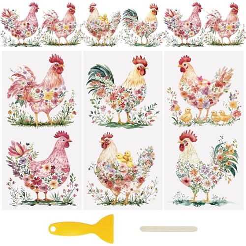 WANDIC 3 Bögen Aquarell-Blumen-Hahn-Aufkleber zum Basteln, UV-DTF-Aufkleber, Möbel-Transfers, Fensteraufkleber, DIY-Aufkleber für Handarbeit, Dekoration WANDIC 3 Bögen Aquarell-Blumen-Hahn-Aufkleber zum Basteln, UV-DTF-Aufkleber, Möbel-Transfers, Fensteraufkleber, DIY-Aufkleber für Handarbeit, Dekoration von WANDIC