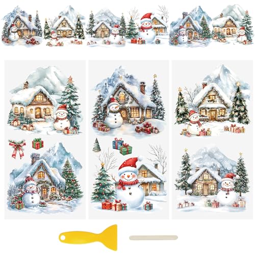 WANDIC 3 Bögen UV DTF Cup Warp Weihnachten Schneemann Hütte Reiben auf Transferaufkleber, wasserdichte Aufkleber für Glas, Fenster, Flaschen, Möbel, Handwerk, 15 x 30 cm WANDIC 3 Bögen UV DTF Cup Warp Weihnachten Schneemann Hütte Reiben auf Transferaufkleber, wasserdichte Aufkleber für Glas, Fenster, Flaschen, Möbel, Handwerk, 15 x 30 cm von WANDIC