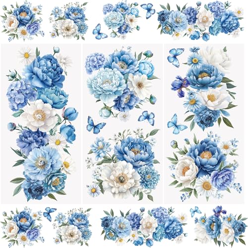 WANDIC 3 Bögen zum Aufreiben, Transferaufkleber, Blaue Blumen, wasserdicht, Möbelhandwerk, dekorativ für DIY, Scrapbooking, Fotoalben, 15 x 30 cm WANDIC 3 Bögen zum Aufreiben, Transferaufkleber, Blaue Blumen, wasserdicht, Möbelhandwerk, dekorativ für DIY, Scrapbooking, Fotoalben, 15 x 30 cm von WANDIC