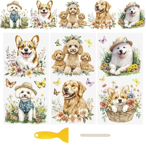 WANDIC 3 Bogen UV DTF Cup Warp Transfer Stickers, Süßer Hund 3D Muster Rub on Aufkleber, Wasserdicht, Glas, Handarbeiten, Möbel, DIY Kunsthandwerk, Dekorieren für Bastelglas, 15x30 cm WANDIC 3 Bogen UV DTF Cup Warp Transfer Stickers, Süßer Hund 3D Muster Rub on Aufkleber, Wasserdicht, Glas, Handarbeiten, Möbel, DIY Kunsthandwerk, Dekorieren für Bastelglas, 15x30 cm von WANDIC