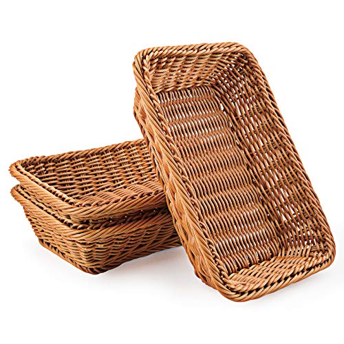 WANDIC 3er Set gewebte Körbe aus Polyweide für Brotaufbewahrung, Lebensmittel, Obst, Gemüse, Servieren, Restaurant, Haushalt und Küche von WANDIC
