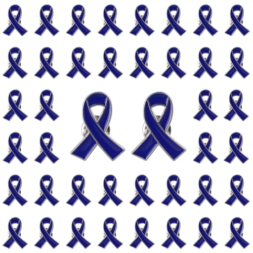 WANDIC Bandnadeln, 50 Stück Metall Bewusstsein Anstecknadel Band Brosche Anstecknadeln Hoffnung Pins Emaille Schmuck Pins für Dekoration, Dunkelblau WANDIC Bandnadeln, 50 Stück Metall Bewusstsein Anstecknadel Band Brosche Anstecknadeln Hoffnung Pins Emaille Schmuck Pins für Dekoration, Dunkelblau von WANDIC