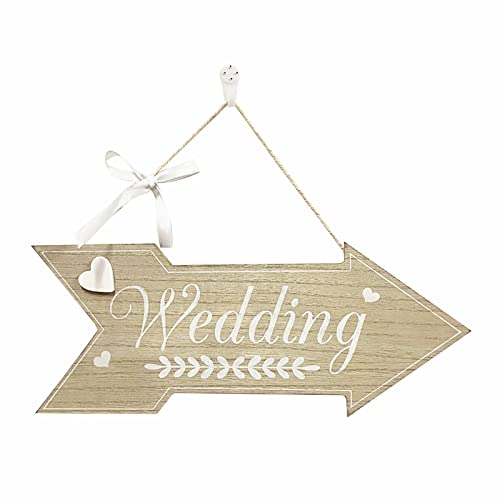 WANDIC Hochzeit Holz hängend, 1 Stück Pfeil Holzschild Pfeil Hochzeit Schild für Hochzeit Dekoration Tisch Home Tür Wand Dekor von WANDIC