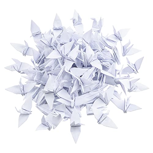 WANDIC Origami-Papier-Kraniche, 100 Stück, handgefertigt, gefaltet, Origami-Papier, Girlande für Hochzeit, Party, Hintergrund, Heimdekoration, weiß von WANDIC
