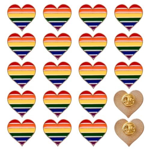 WANDIC Regenbogen-Bandnadeln, herzförmig, LGBT Pride, Regenbogen-Emaille, Broschen, Gay Pride, Metallabzeichen für Kleidung, Rucksack, Dekoration, 20 Stück, Metall WANDIC Regenbogen-Bandnadeln, herzförmig, LGBT Pride, Regenbogen-Emaille, Broschen, Gay Pride, Metallabzeichen für Kleidung, Rucksack, Dekoration, 20 Stück, Metall von WANDIC