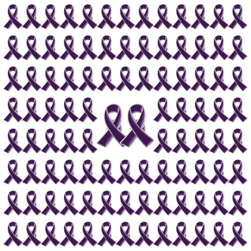 WANDIC Violette Bandnadeln, 100 Stück, 2,5 x 2 cm, Violette Band-Broschen, häusliche Gewalt, Lupus, Alzheimer, Bauchspeicheldrüsenkrebs-Bewusstsein, Anstecknadeln, Schmucknadeln für Dekoration WANDIC Violette Bandnadeln, 100 Stück, 2,5 x 2 cm, Violette Band-Broschen, häusliche Gewalt, Lupus, Alzheimer, Bauchspeicheldrüsenkrebs-Bewusstsein, Anstecknadeln, Schmucknadeln für Dekoration von WANDIC