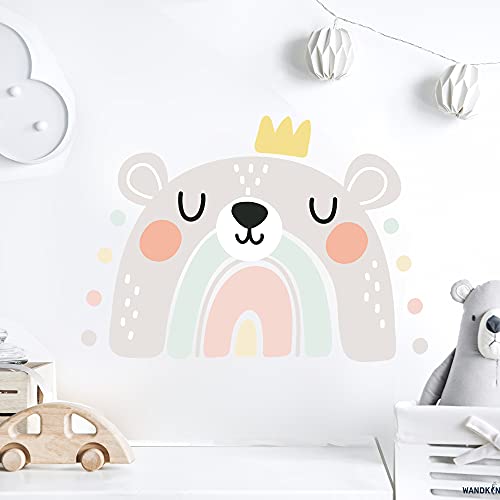 BÄR REGENBOGEN Tiere Wandtattoo Set | 60 x 42 cm | handgezeichnet | AUFKLEBER Kindergarten | Wandsticker Kinderzimmer (Bär) von WANDKIND