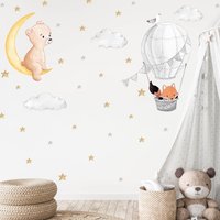 Bär Und Fuchs V332 Wandtattoo Wandaufkleber Sticker Aufkleber Mit Sternen Teddy Teddybär Mond Heißluftballon Ballon Bär Und Fuchs V332 Wandtattoo Wandaufkleber Sticker Aufkleber Mit Sternen Teddy Teddybär Mond Heißluftballon Ballon von WANDKIND