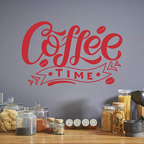COFFEE TIME - Wandtattoo Sticker Aufkleber Kaffeezeit Kaffee Zeit (Rot, 50 x 32 cm) von WANDKIND