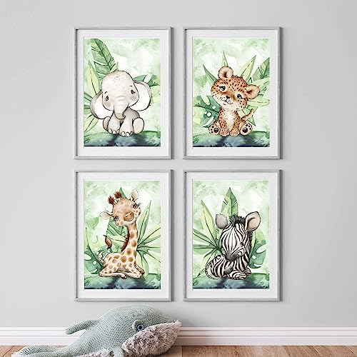 Kinderzimmer Poster Set Premium P717 / Dschungel Safari Babyzimmer Wandbild Wandbilder (A2-42,0 x 59,4 cm, Ohne/Without) von WANDKIND