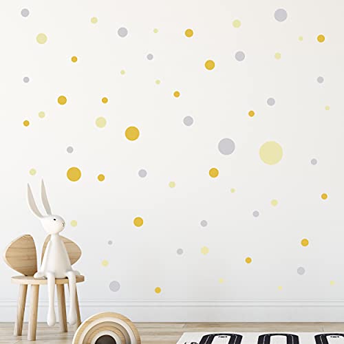 WANDKIND Kreise Set 120 Stück Wandtattoo für Babyzimmer V283 Aufkleber Sticker Kreis Wandaufkleber Kinderzimmer Punkte Dots Klebepunkte in verschiedenen Farben (Gelb) von WANDKIND