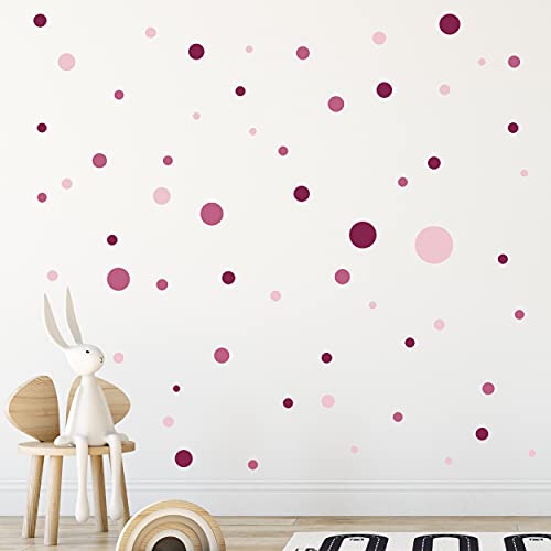 WANDKIND Kreise Set 120 Stück Wandtattoo für Babyzimmer V283 Aufkleber Sticker Kreis Wandaufkleber Kinderzimmer Punkte Dots Klebepunkte in verschiedenen Farben (Rosa) von WANDKIND