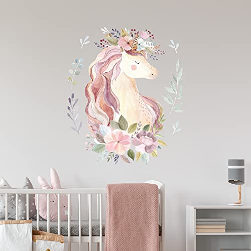 WANDKIND Magisches EINHORN Wandtattoo V251 | handgezeichnet | AUFKLEBER Kindergarten | Wandsticker Kinderzimmer Unicorn (100 x 117 cm) von WANDKIND