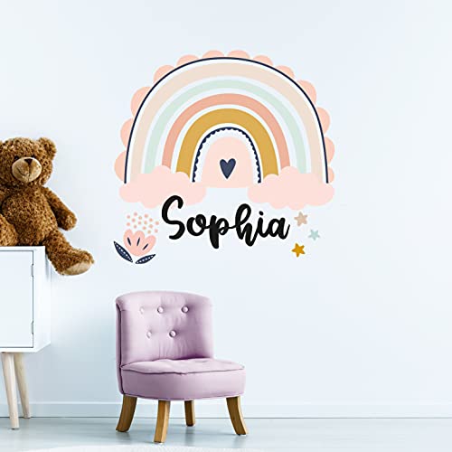 Regenbogen mit WUNSCHNAME Wandtattoo V263 personalisierbar Aufkleber Wandaufkleber Sticker Kinderzimmer Namensaufkleber Wand Name Wunschnamen (100 x 100 cm) von WANDKIND