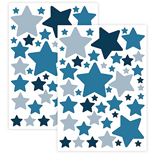 WANDKIND Sternen Set Wandtattoo für Babyzimmer 94 Aufkleber im Set V281 Sticker Himmel Bunte Sternchen Wandaufkleber Kinderzimmer in verschiedenen Farben (Blau) von WANDKIND