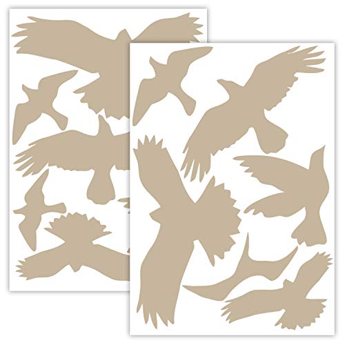 Vogelschutz und Fensterschutz - 13 Aufkleber - Schutz vor Vogelschlag - Sticker Vögel (Beige) von WANDKIND