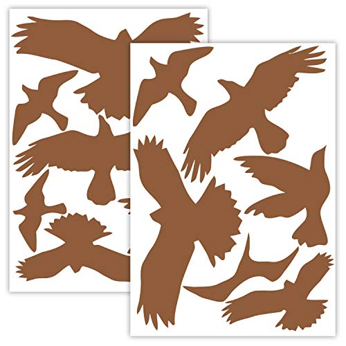 Vogelschutz und Fensterschutz - 13 Aufkleber - Schutz vor Vogelschlag - Sticker Vögel (Lehmbraun) von WANDKIND