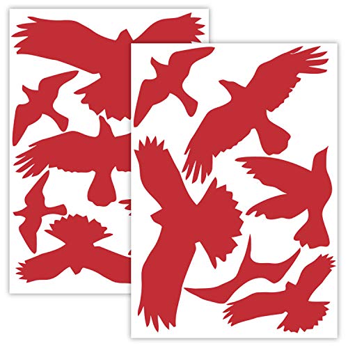 Vogelschutz und Fensterschutz - 13 Aufkleber - Schutz vor Vogelschlag - Sticker Vögel (Rot) von WANDKIND