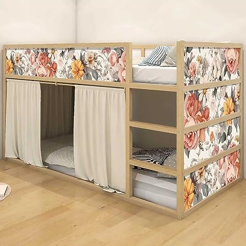 WANDKIND Aufkleber für IKEA KURA Kinderbett Hochbett Klebefolie Möbelfolie Sticker Kinderzimmer Blumen (Möbel nicht inklusive) IKB506 (5 Sticker Set) von WANDKIND