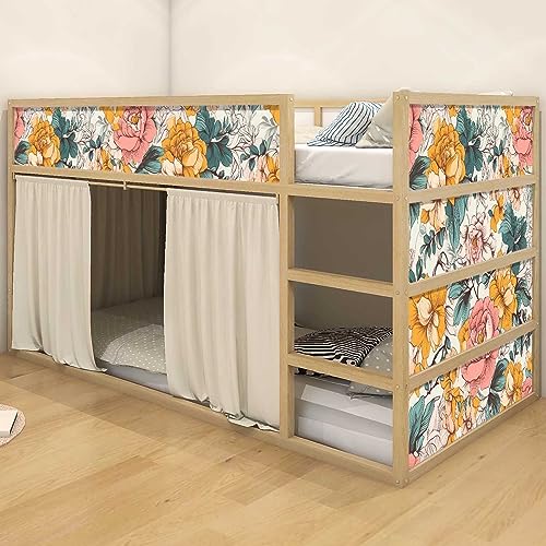 WANDKIND Aufkleber für IKEA KURA Kinderbett Hochbett Klebefolie Möbelfolie Sticker Kinderzimmer Blumen (Möbel nicht inklusive) IKB507 (5 Sticker Set) von WANDKIND